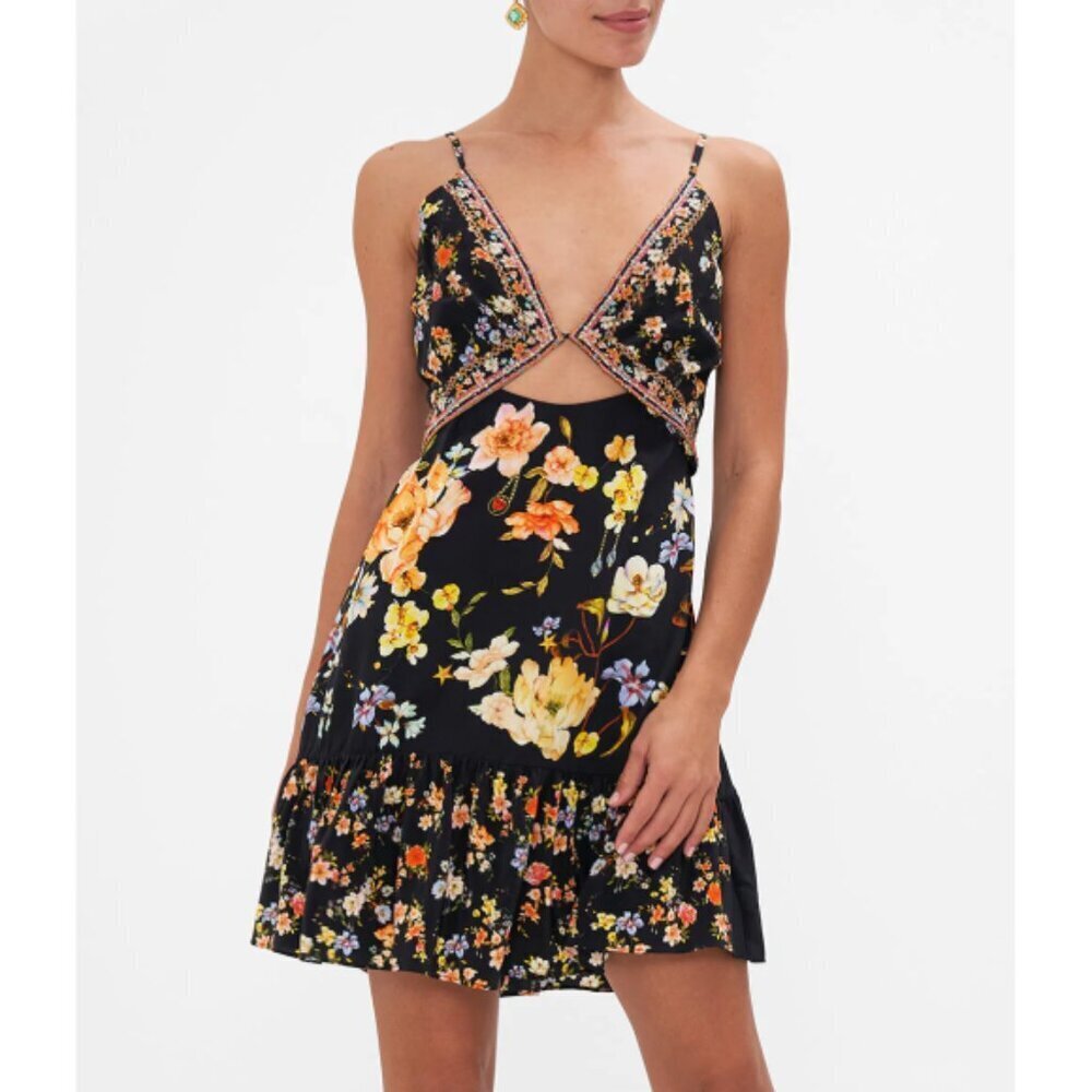 Camilla 'Secret History' Cut-Out Floral Silk Mini-Dress, Multi - Picture 4 of 10